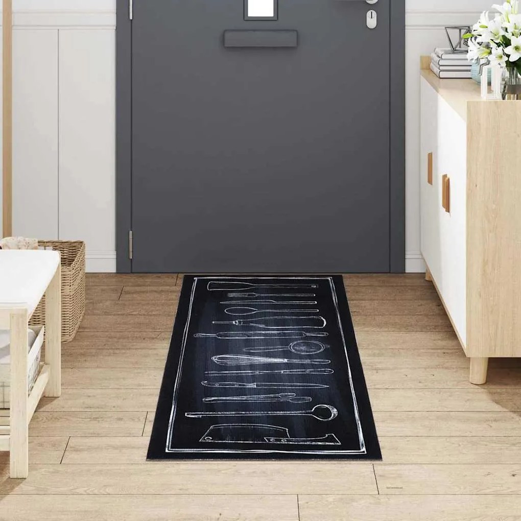 Konyhai szőnyeg Toile Fekete 180 x 60 cm Bársony