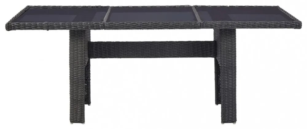 9 részes fekete polyrattan kerti étkezőgarnitúra