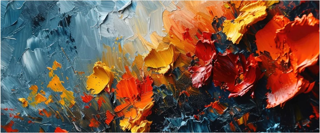 Kép - Virágok absztrakt festménye III. (120x50 cm)