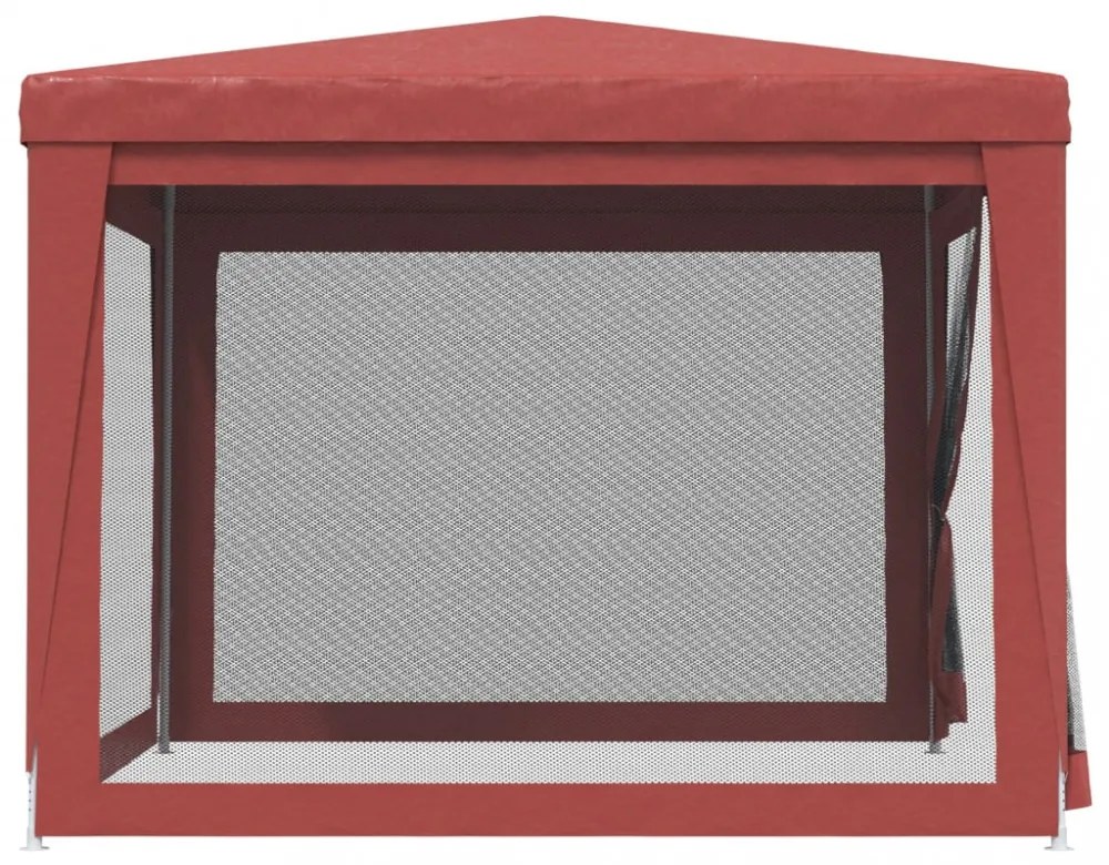 piros HDPE rendezvénysátor 4 hálós oldalfallal 3x3 m