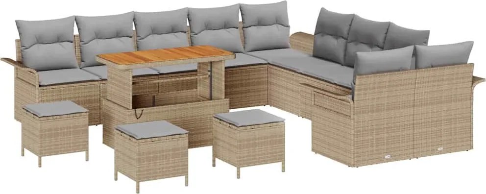vidaXL Kerti Kanapé Szett párnával 14 pcs Beige és Világosszürke