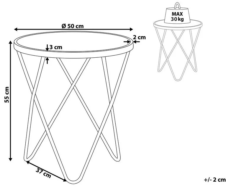 Stílusos Fehér És Arany Kisasztal ⌀ 50 cm MERIDIAN II Beliani