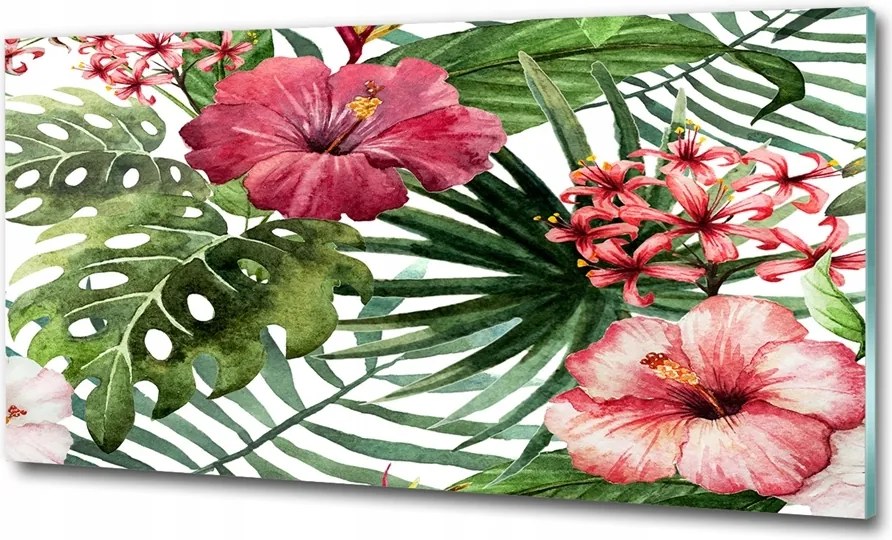 Fotó üvegkép Trópusi virágok 100x50