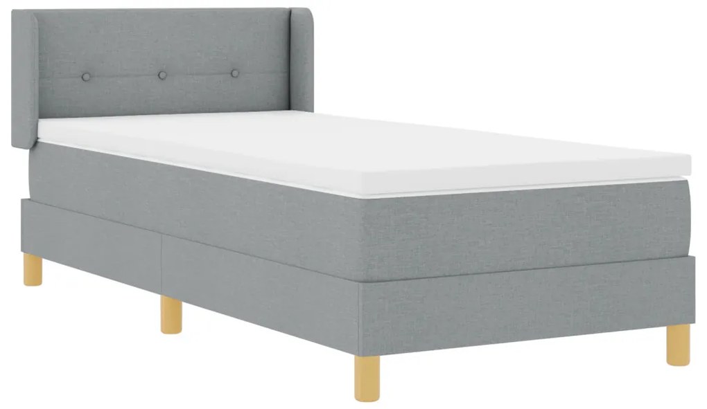 Boxspring ágy matraccal világosszürke színben, 100 x 200 cm, textilből készült.