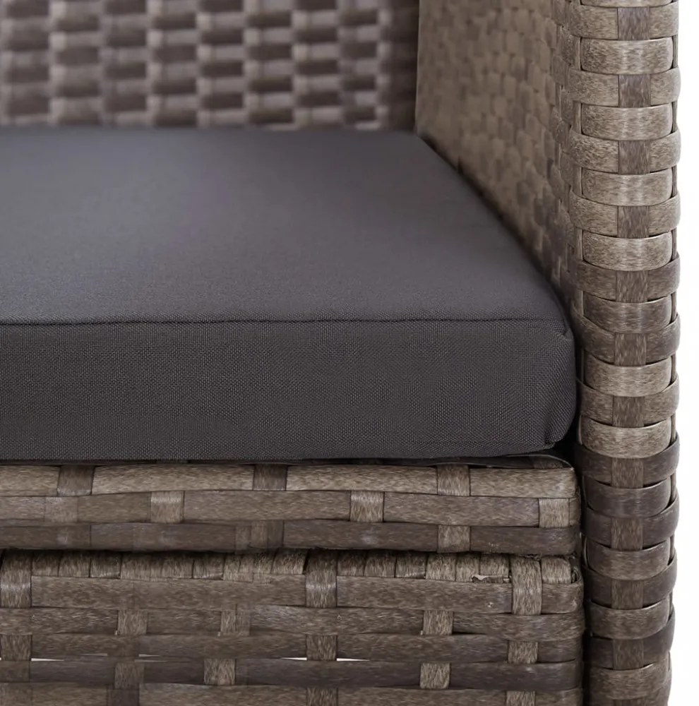 2 db szürke polyrattan kültéri szék párnával