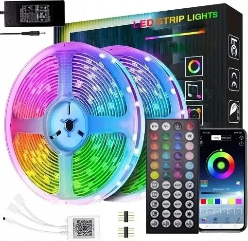 Led Szalag Rgb Színes 20M Bluetooth Zene Vezérlés Távirányító Alkalmazás