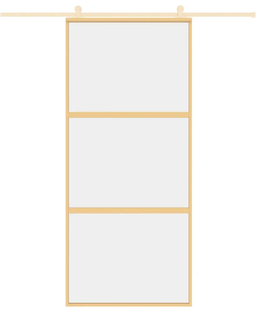 aranyszínű átlátszó ESG üveg és alumínium tolóajtó 90 x 205 cm