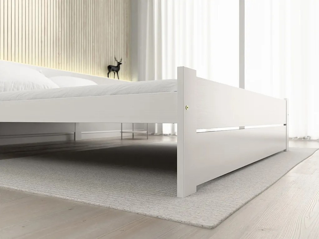 IKAROS DOUBLE ágy 140 x 200 cm, fehér Ágyrács: Léces ágyrács, Matrac: Coco Maxi 20 cm matrac