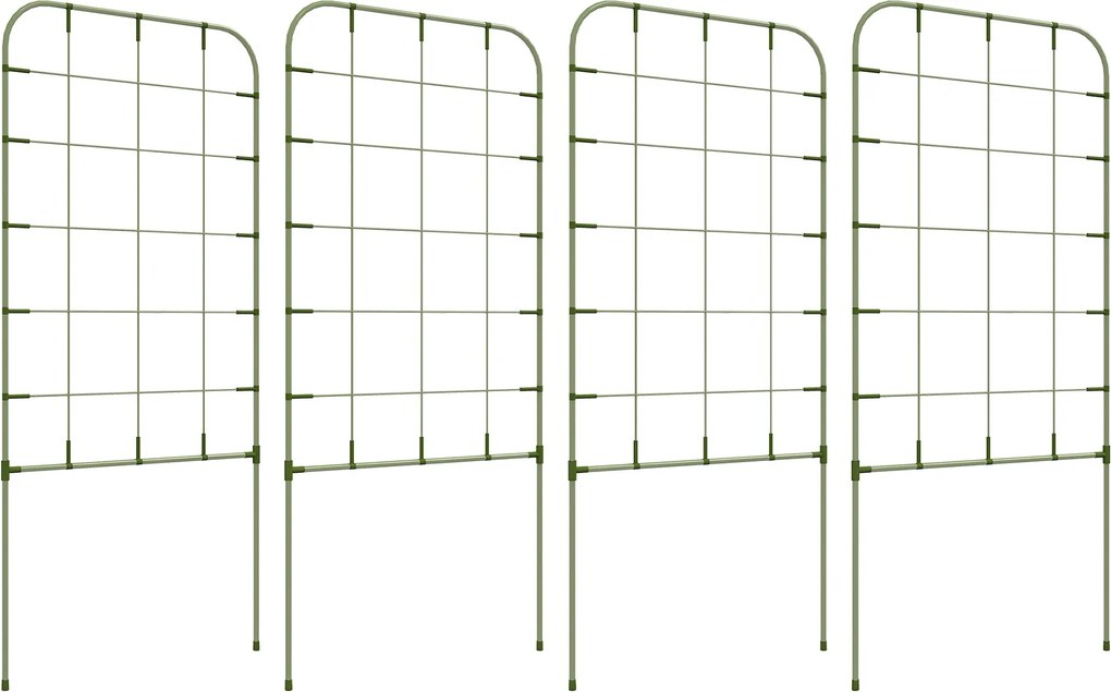 Outsunny 4 darabos Kerti Rács Szett Acél Vázszal Gyümölcsök, Zöldségek, Virágok Támogatására Kültéri Dekorációhoz Teraszon, 40x90 cm Zöld | Aosom