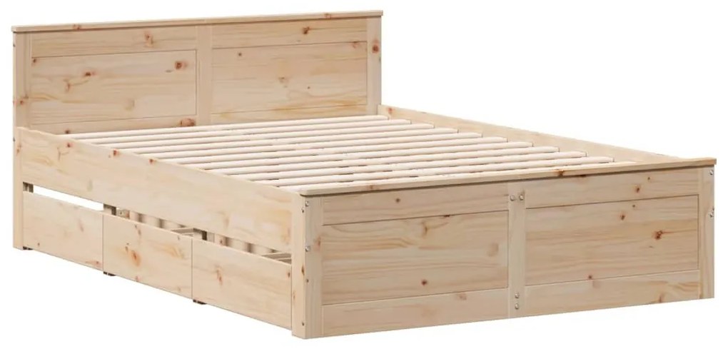 tömör fenyőfa fejtámlás ágykeret matrac nélkül 150 x 200 cm