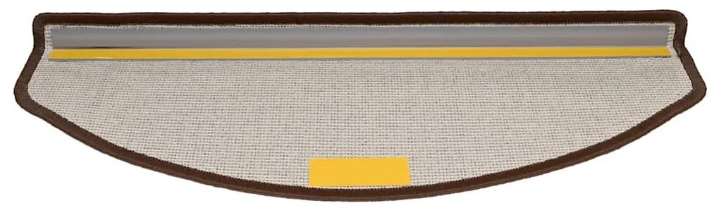 30 db-os lépcsőszőnyegek 65 x 24 x 4 cm kávébarna félkör alakú nagyméretű