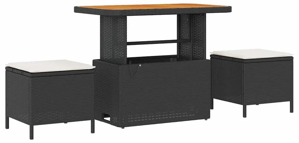 Kerti Kanapé Szett 12 pcs Fekete és Krém 90 x 55 x 71 cm