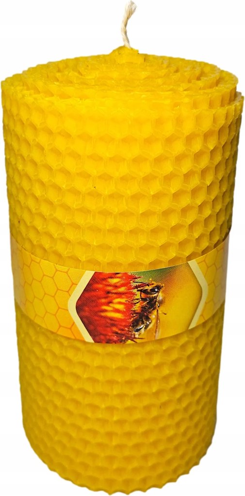 Kézzel tekert díszgyertya méhviaszból 12 cm 180g