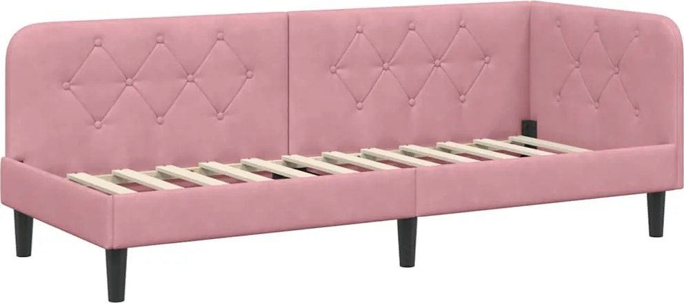 vidaXL Sarokágy keret fejtámlával Rózsaszín 80 x 200 cm Bársony