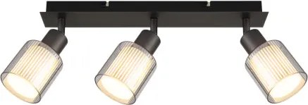 Globo 54456-3 Mennyezeti lámpa, matt fekete fém, krómozott/fehér üveg, HxSzxM: 410x80x186 mm, 3xE14 25W 230V izzók nélkül