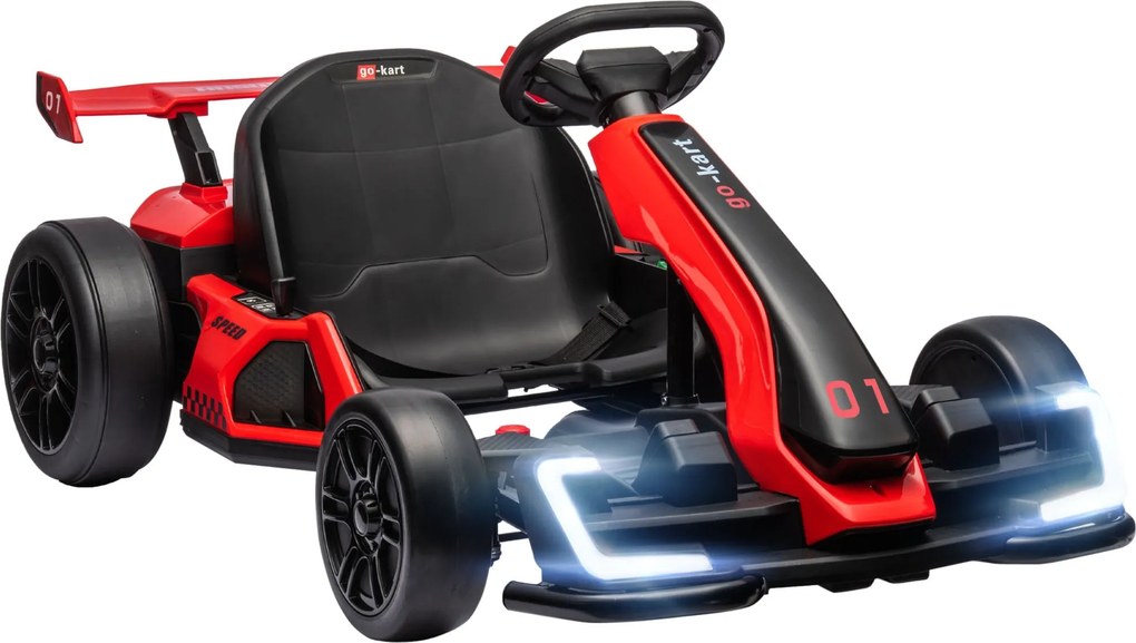 HOMCOM 24V Elektromos Go-Kart Gyerekeknek 6-12km/h Drift Kart, Drift Móddal, Lassan Indítóval, 3 Pozícióban Állítható Üléssel, Zenés Műszerfallal, Biz