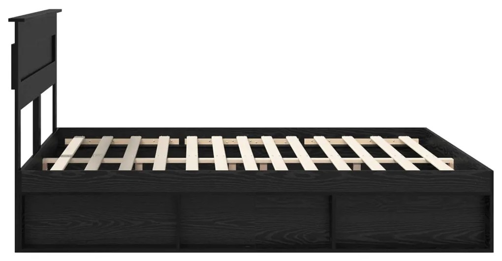 vidaXL Ágykeret matracmal fiókkal Fekete 200 x 200 cm Tömör fenyőfa