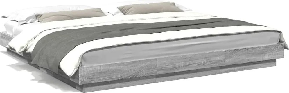vidaXL sonoma tölgyszínű szerelt fa ágykeret 200 x 200 cm