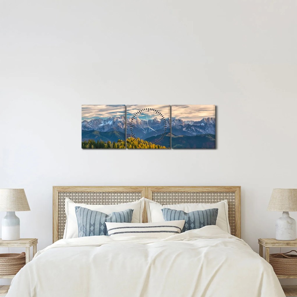 Kép - hegyi panoráma (órával) (90x30 cm)