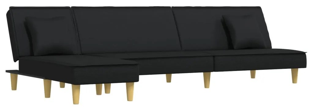 fekete L-alakú szövet kanapéágy 255x140x70 cm