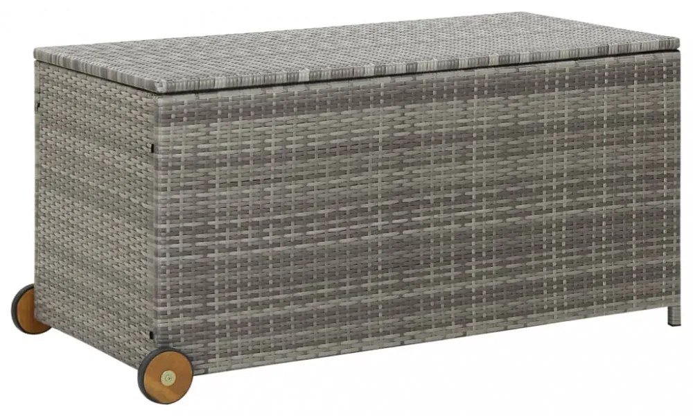 világosszürke polyrattan kerti tárolóláda 120 x 65 x 61 cm