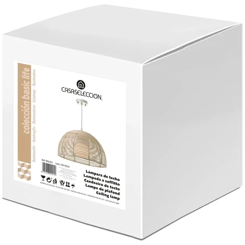 Natúr színű rattan mennyezeti lámpa rattan búrával ø 38 cm Natural Way – Casa Selección