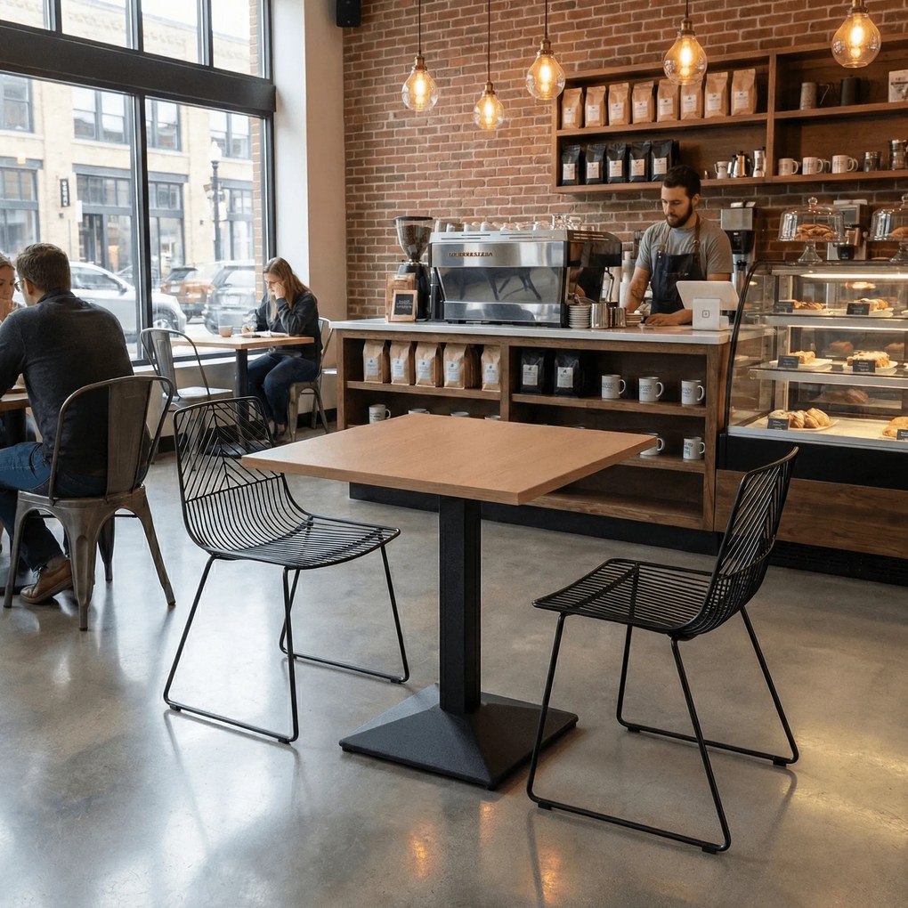 Bisztró asztal, tölgy sonoma/fekete, 70x70 cm, RINALDO TYP 1