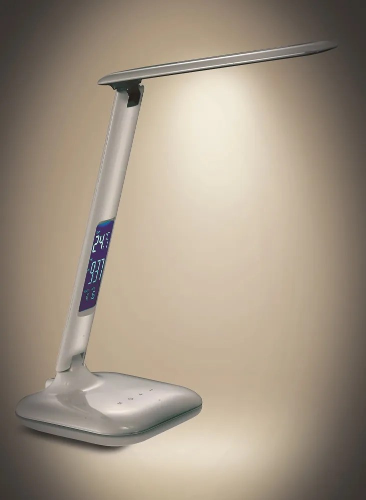 Szabályozható LED asztali lámpa 6W-os kijelzővel, fehér