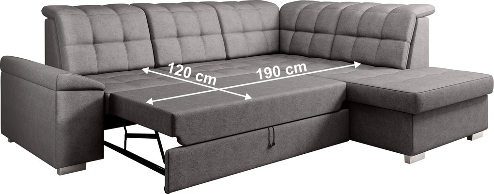 Kinyitható ülőgarnitúra, barnásszürke, jobbos, OREO ROH