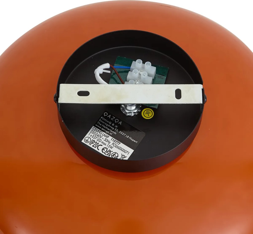 Retro Fekete Mennyezeti Lámpa Narancssárga Üveggel 30cm - Glaze