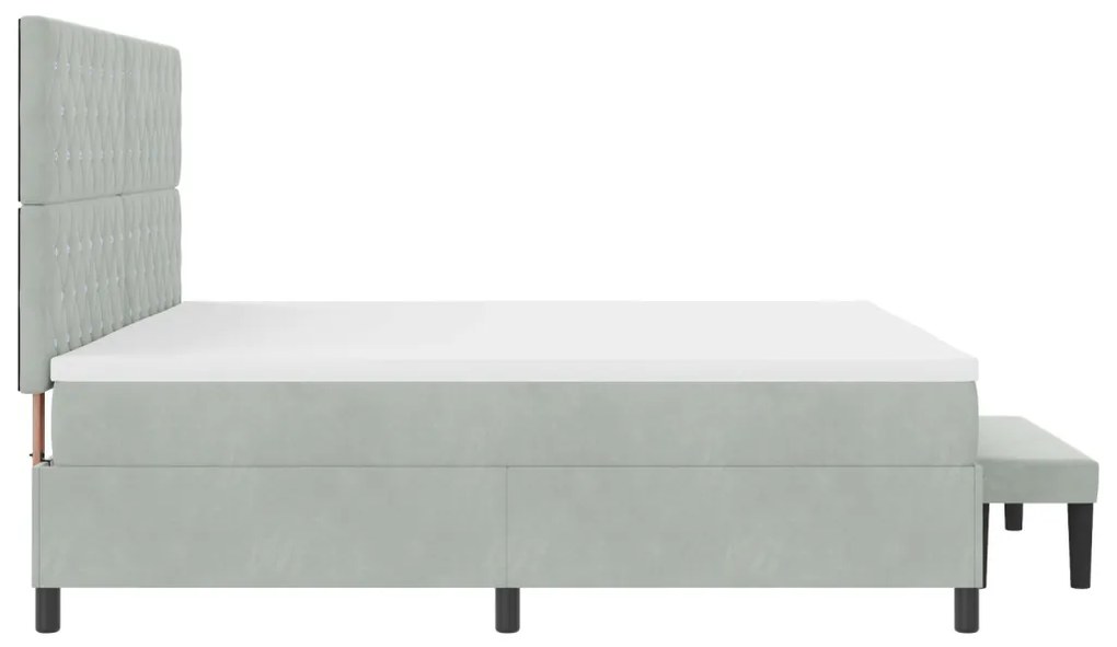 Box Spring Ágy Matraccal és Pad Light Grey 200x200 cm Bársonyos