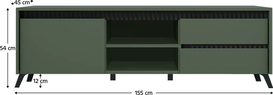 TV-asztal, smoke zöld/fekete, LONGY RTV1K2So
