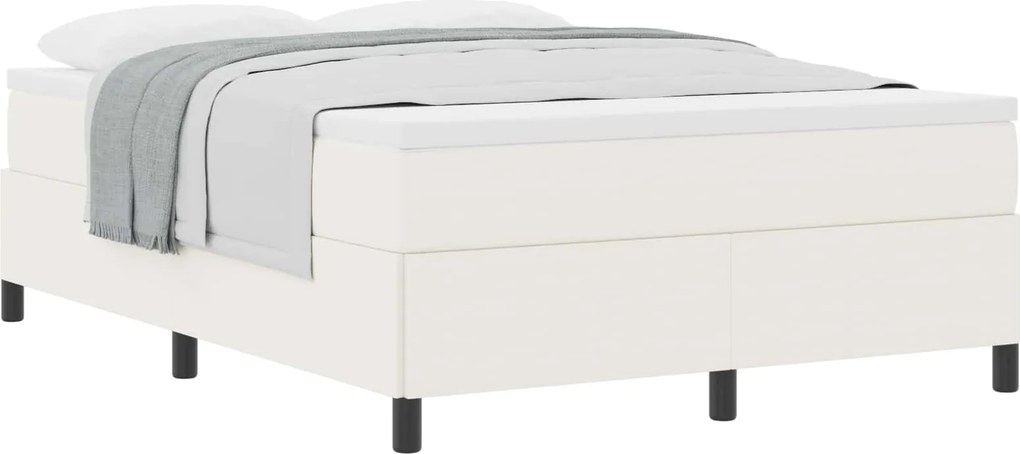 vidaXL Boxrugós ágy Krém 140 x 190 cm Bársonyos szövet