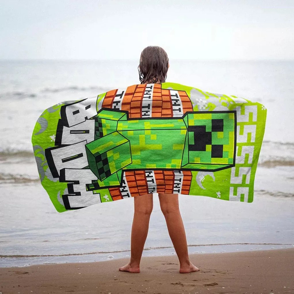 Minecraft Boom fürdőlepedő, strand törölköző 70x140cm (Fast Dry)