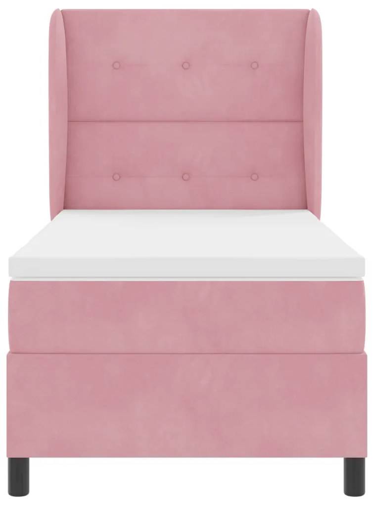 Boxspring Ágy Mattal Rózsaszín 90x190 cm Bársony