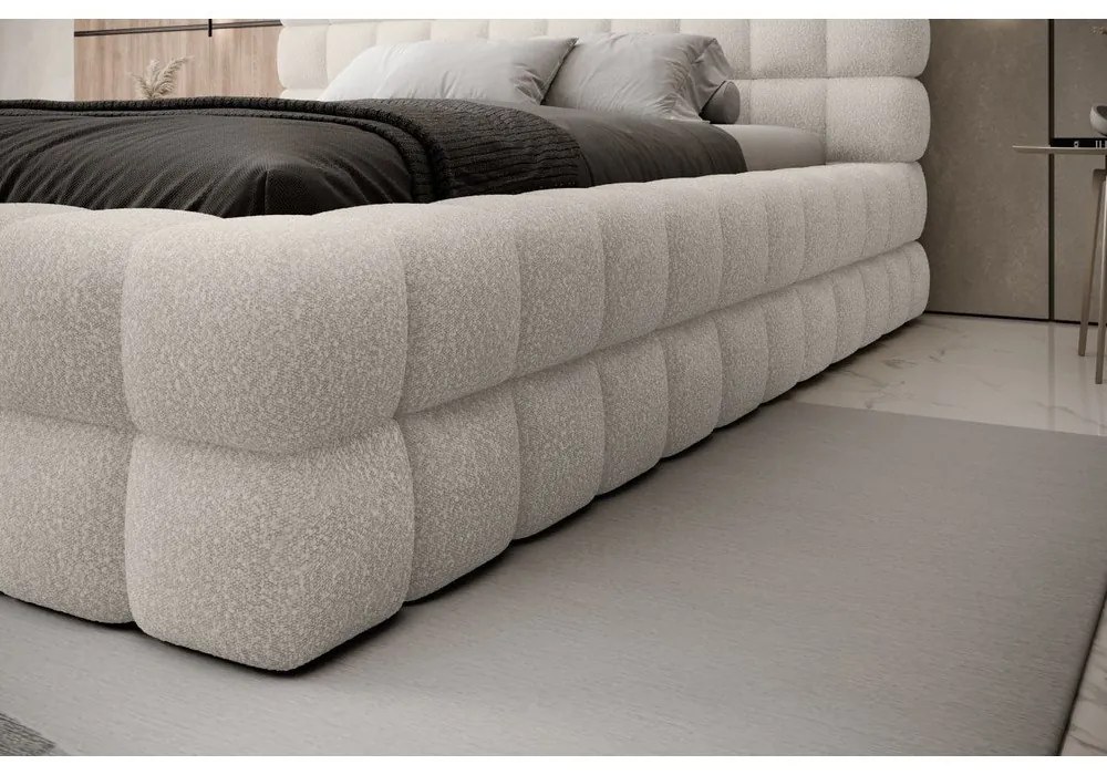 Fehér kárpitozott ágyneműtartós franciaágy ágyráccsal 160x200 cm Dizzle – ELTAP