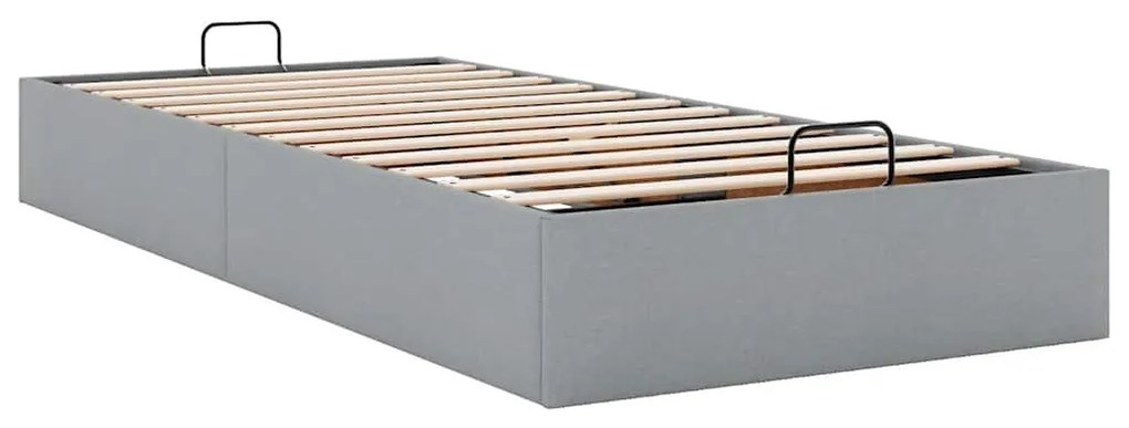 Ottomán világosszürke szövet ágykeret matrac nélkül 100x200 cm