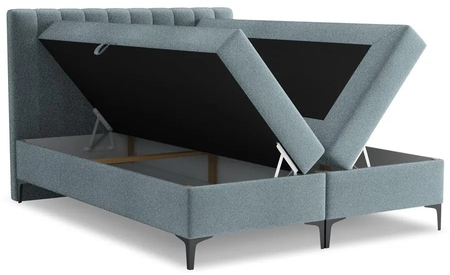 Világoskék ágyneműtartós boxspring ágy 180x200 cm Puhala – Makamii