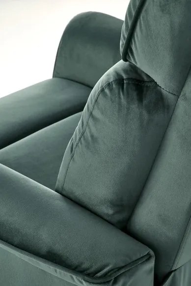 SEMIR sötétzöld karosszék elektromos dönthető funkcióval / USB csatlakozóval