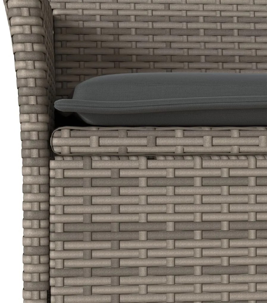 9részes szürke polyrattan/akácfa kerti étkezőgarnitúra párnával