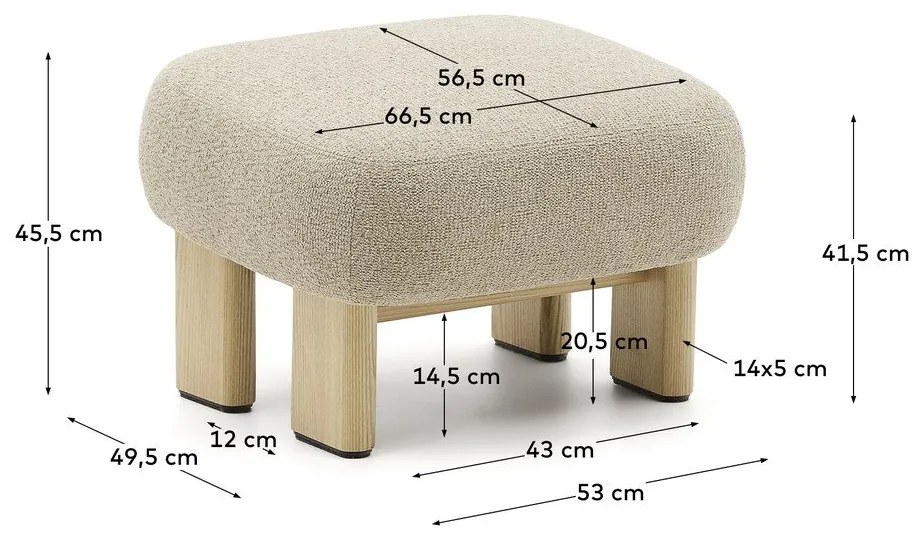 Bézs zsenília lábtartó Nema – Kave Home