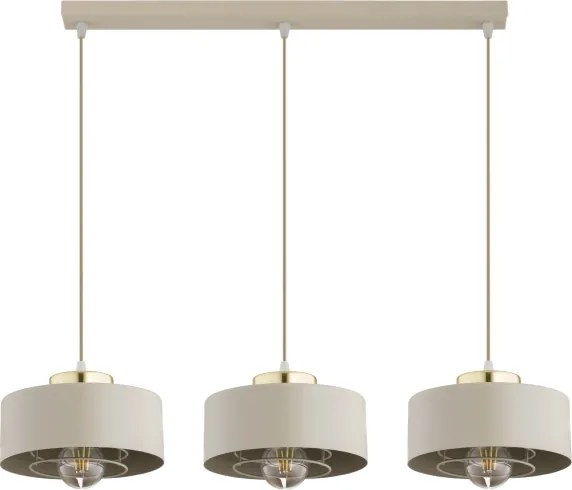 Brilagi - Kábelre függesztett csillár SPRING 3xE27/60W/230V bézs/arany