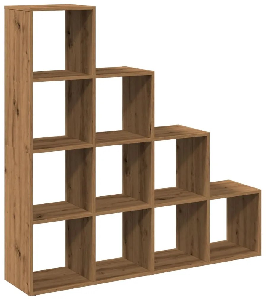 4 szintes kézműves fa elválasztó könyvespolc 131,5x29x131,5 cm