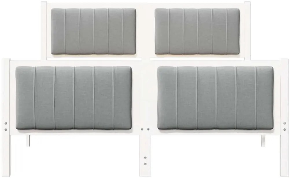 Ágykeret Fehér és világosszürke 140 x 200 cm Tömör fenyőfa