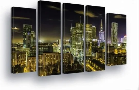 Vászonkép 150x100 Éjszakai város városkép felhőkarcolók fény panoráma