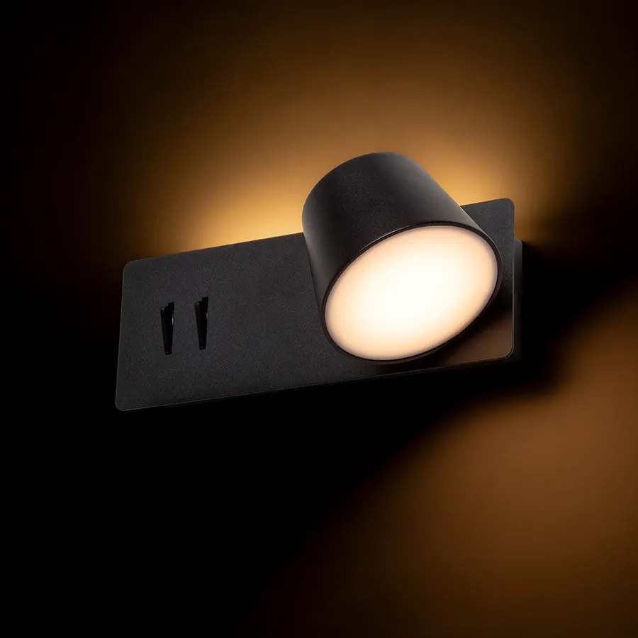 RENDL AMADEUS nástěnná s podsvícením černá 230V LED 4+6W 3000K