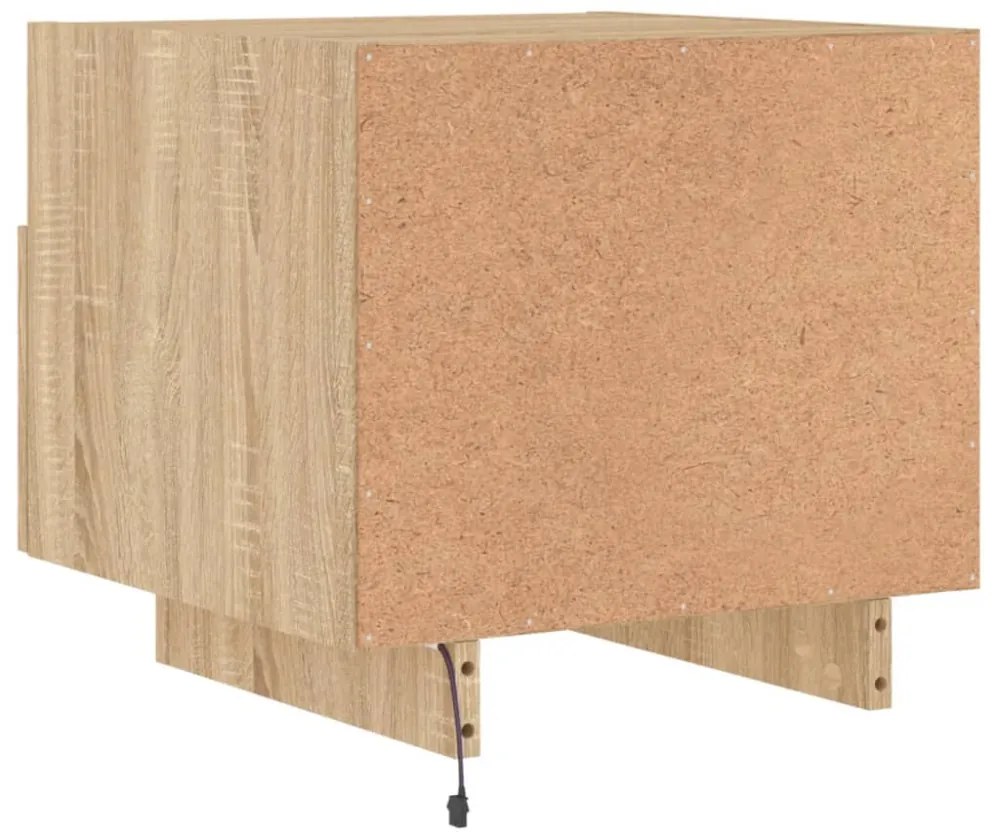 2 db sonoma tölgy színű éjjeliszekrény LED-ekkel 40x39x37 cm