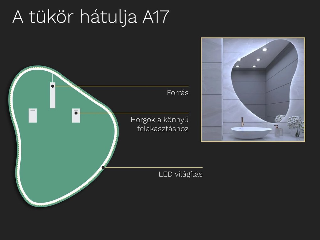 Organikus tükör LED világítással A17 50x62