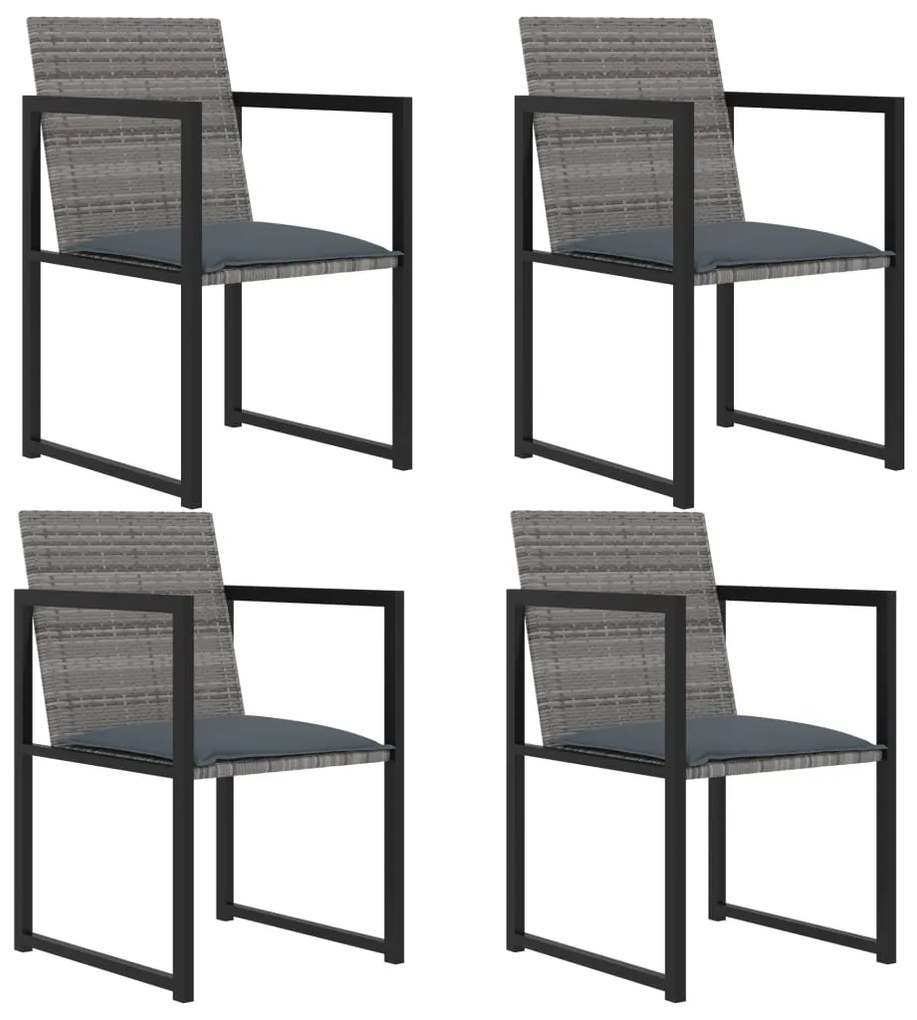 vidaXL 5 részes szürke kültéri polyrattan étkezőszett párnákkal