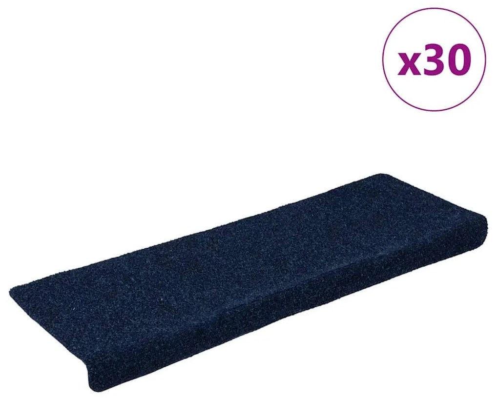 öntapadós lépcsőszőnyegek 30 db 65 x 21 x 4 cm sötétkék téglalap alakú széllel